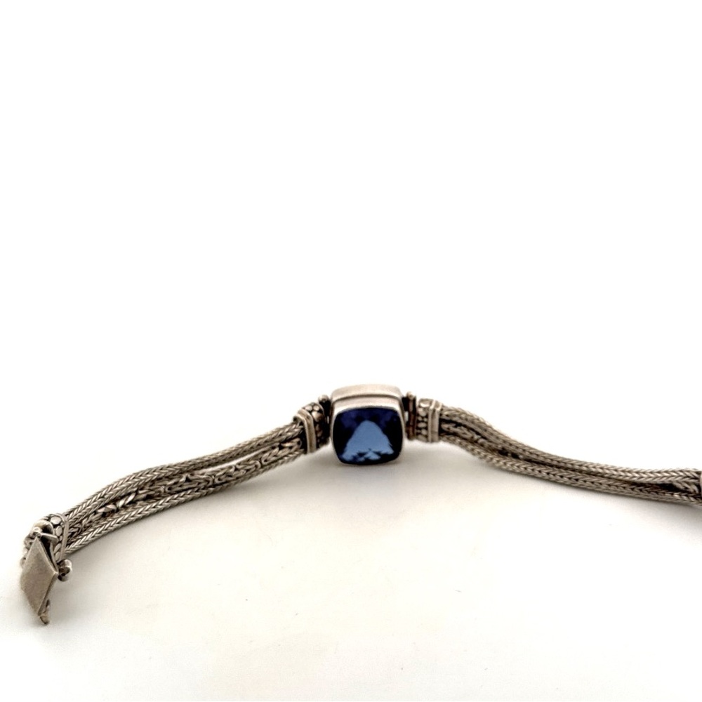 SARDA 925 Sterling Silver lab created Sapphire bracelet 28g - Picture 4 of 15